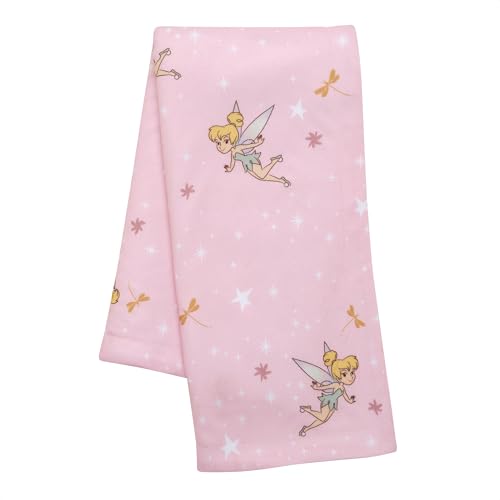 Image of Bedtime Originals Tinker Bell Baby Blanket - Pink, White, Disney, Garden, Floral
