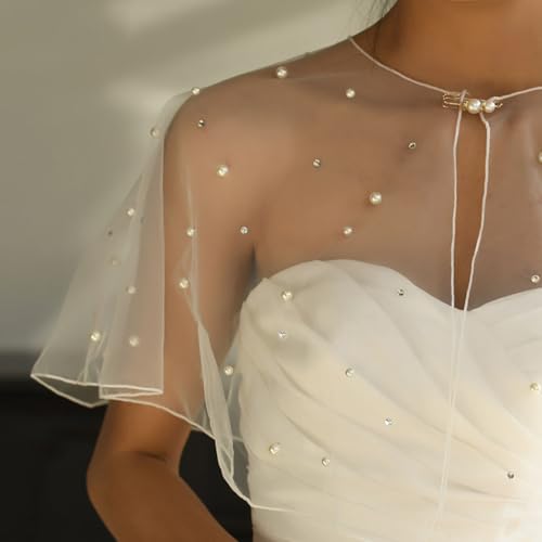 Sheer Shawls Bridal Pearl Shawls Wraps for Women Party Prom Wedding Fashion Capes Accessories for Women and Bride4