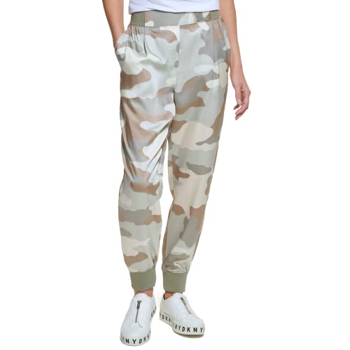 Pantalon de sport DKNY pour femme bas côtelé avec revers de cheville