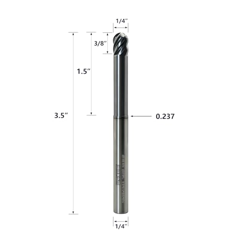 Image of Tools Carbide End Mills,6-Flute Ball End Mill，High Helix Angle for High Hardness Steel Finshing Milling Processing - 1 /4 Shank (1 /4-3.5 inch 1PCS)