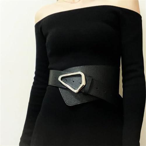 Wide Waistband Leather Women's Wide Belt Belt Triangle Silver Buckle3