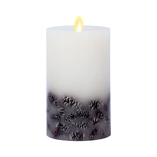 Luminara Flameless Led Candle Pinecone Inclusions Moving Flame Pillar Unscented Real Wax With Recessed Edge, Remote Ready, Timer (3.5 X 6.5 Inch) #TOP11