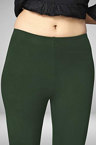 Image of Women's Cotton Skinny Leggings with Ankle Length Solid Pattern Mid Rise and Elastic Closure | Cotton Skinny Leggings for Womens