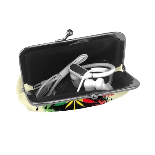 rasta flag weed leaves reggae music Coin Purses Vintage Pouch Kiss-Lock Change Purse Wallets4