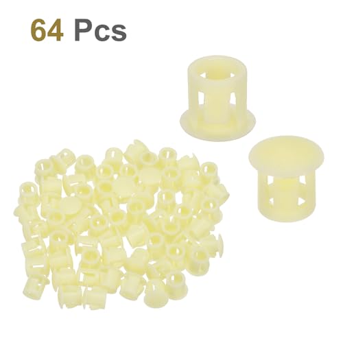Image of MECCANIXITY 64PCS 7mm(9 /32 inch) Beige Plastic Hole Plugs, Flush Type Panel Hole Plugs Insert End Caps for Locking Hole Tubes Furniture Cabinet