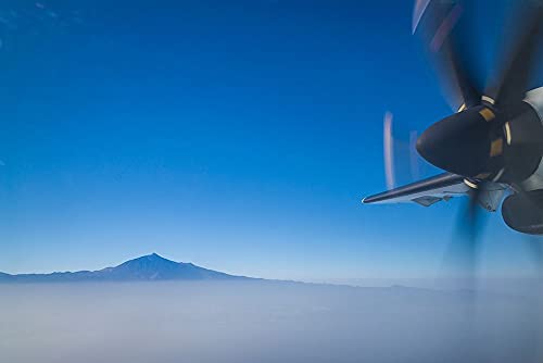 ArtExpert Canary Islands-Tenerife Island-aerial view of El Teide Mountain from propeller-driver airliner by Walter Bibikow - 24x16 Art Print Poster
