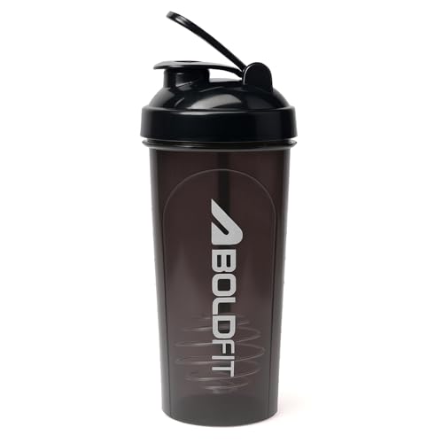 Boldfit Gym Shaker For Protein Shake Leakproof Shaker Bottles For Supplements, Pre-Workout & BCAA, Protein Shake Bottle, Gym Bottle For Men And Women Black - 700 ml Vortex