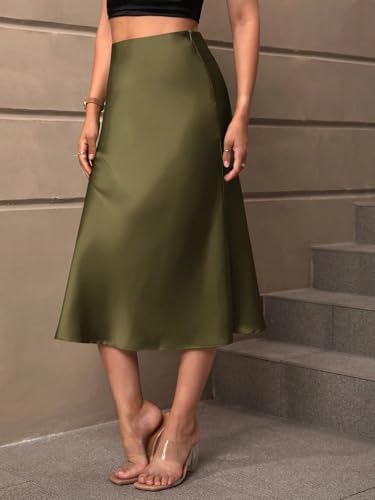 Women's Summer Elegant Solid Color Hem Midi Skirt Going Out Outfits3