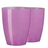 Tymar Orchideentopf Übertopf, 2er-Pack, transparent, Blumentopf, Blumenkübel für Orchidee, Pflanzentopf aus Kunststoff, Moderne, schlanke, Runde Form, AGASTO001 (Transparent Violett, ø 14 cm)