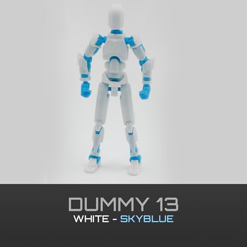 Image of Dummy 13 Action Figure Robot | Fully Articulated 3D Printed Robot Toy | 5.4-inch Collectible Figurine Matte Finish| Unassembeled (White-SkyBlue)