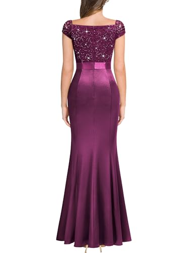 Image of Miusol Women's Vintage V-Neck Slim Ruffle Split Evening Formal Maxi Dress