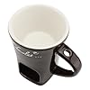 Chocolate Melting Mug, Ceramic Butter Warmer Pot, Premium Material, Ideal for Dessert Fondues, Choice, Tealight Candle Heat, Stainless Steel Fork, Dishwasher Safe, 4-inch (Brown) #4