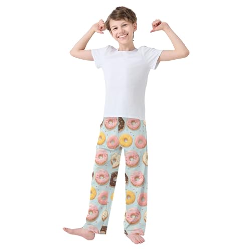 Donut Cake Long Pajama Pants Elastic Waist PJ Bottoms with Pockets S A1115543