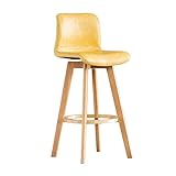 Stool HAIYU- Wooden Bar, Kitchen Breakfast High with Padded Back & 360 Degree Rotation Seat, Nordic Rustic Bar Chair for Dining Room, Cafe, Counter(Size:71cm,Color:Yellow)