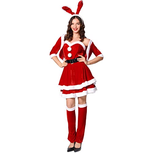 Vrouwen Kerstman Pak Kerst Kostuum Sexy Jurk Kerstcadeau Kostuum Cosplay Bunny Kostuum Kerst Jurk Kostuum - Afbeelding 4