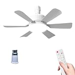 Kouamor 46cm Ceiling Fan Light Bulb Bayonet Fitting, Ceilings Fans with Light & Remote Control, Ceiling Fans Lights Dimmable, E27/B22 Ceilings Lamp with 6 Blade, 3 Speed Timing (B22-white)