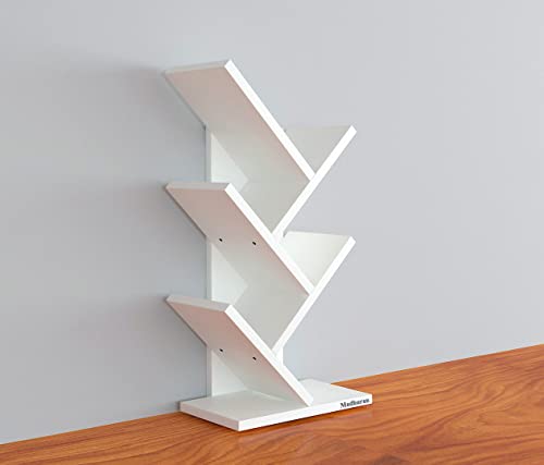 Image of Madhuran Studio Engineered Wood Tabel Accessories Books Stands Shelf (Matte, White) Library Office Bedroom Home Decor Items Living Room Bookends Show