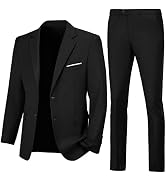 Lynerun Men's Slim Fit 2-Piece Prom Tuxedo Suit Jacket and Pants Set