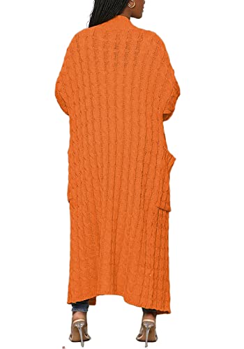 Image of Tcremisa Long Cable Knit Cardigans for Women Chunky Maxi Sweater Coat