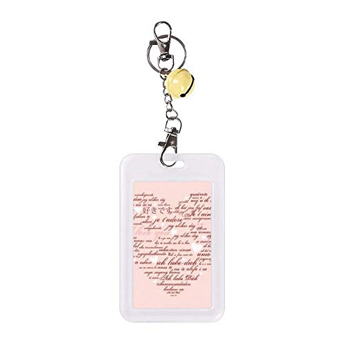 Badge cœur rose et blanc avec cloche jaune pour la Saint-Valentin