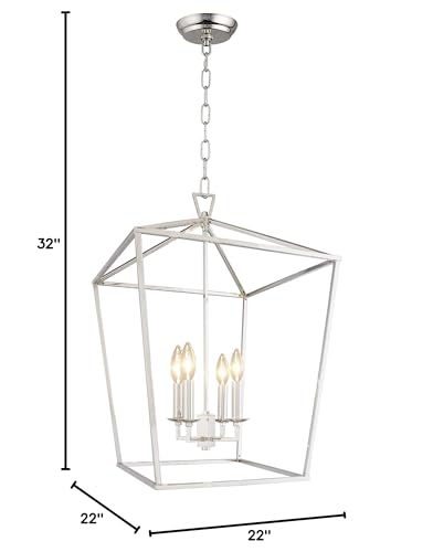 Darlana Openwork Lantern Pendant Stairway Entry Kitchen Hall Foyer Fixture Chandelier (Chrome)
