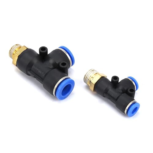 Conector neumático en T para montaje de circuitos de aire en talleres mecánicos 5