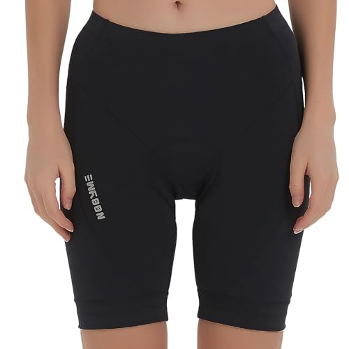 NOOYME Feminino Shorts De Ciclismo Acolchoados 4D Com Bolsos (Preto, Grande)
