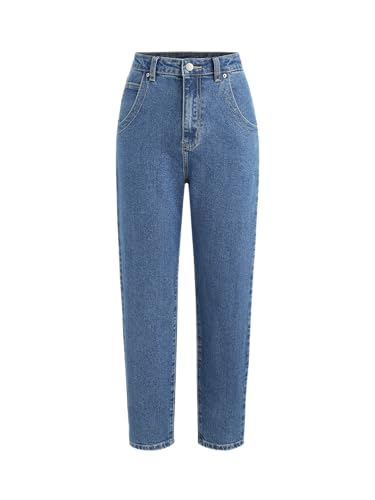 CIDER Women High Waist Tapered Leg Denim Cropped Regular Fit Katherine Stretch Jeans Pants