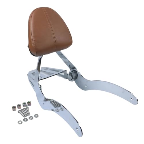 Sissy bar pour Indian Scout en finition premium argent et coussin en cuir marron