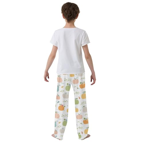 Boys' Pants Halloween Pumpkin Autumn Leaves Long Bottoms Jogger Pants Elastic Waist Trousers with Pockets S-XL3