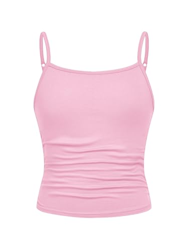 Image of SOLY HUX Girl's Tank Tops 3 Packs Cute Ruched Spaghetti Strap Camisole Slim Fit Undershirts