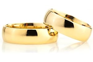 6 mm 14K Gold Plated Wedding Ring Personalized Wedding Band Set for Couples
