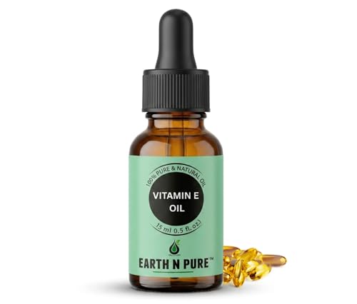 Image of Earth N Pure Vitamin E Oil for Skin & Hair | 100% Pure & Natural Tocopherol Oil | Face Moisturizer, Deep Skin Hydration, Dark Spots, Scars, Nails, Scalp & DIY Skincare | 15ml