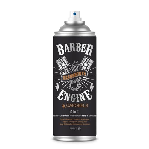 Beardburys Spray Limpiador para Cortapelos 5 en 1, Enfría, Purifica, Lubrica, Limpia y Aplica un Recubrimiento que Evita Oxidacion a tu Cortapelos, 400ml