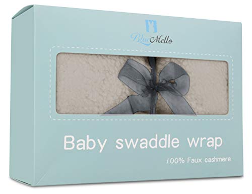 Bluemello Swaddle Blanket | Ultra-Soft Plush Essential For Infants 0-6 Months | Receiving Swaddling Wrap Grey | Ideal Newborn Registry And Toddler Boy Accessories | Perfect Baby Girl Shower Gift #TOP5