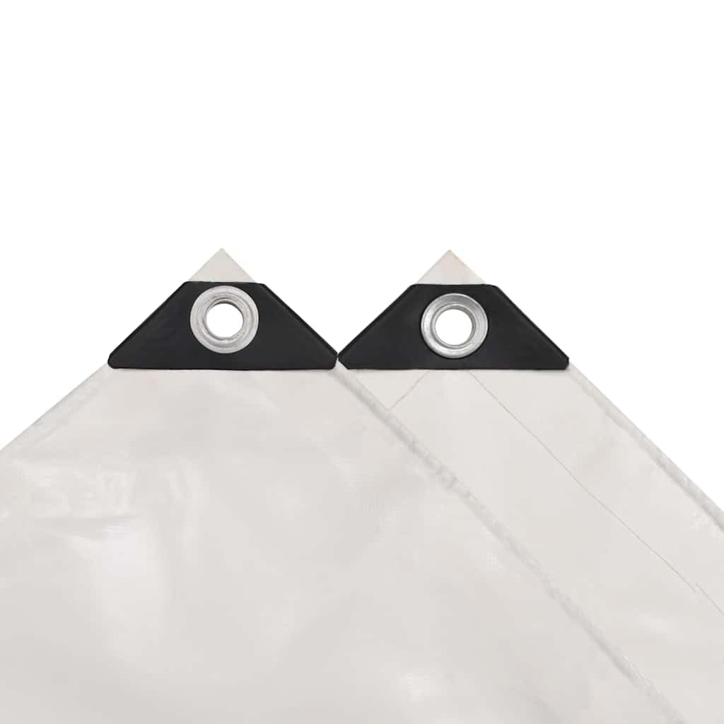 Telone 650 g/m² in tela con rivestimento in PVC, 5 x 6 m, bianco, resistente alle intemperie, agli strappi, ai raggi UV, con occhielli, per giardino, campeggio, auto, rimorchio, protezione e