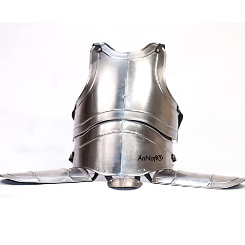 Image of AnNafi Medieval Jousting Knight Body Armor Cuirass 18g Replica Adult Warrior Guard Silver Costume Protective Antique King Body Suit for Adult Medieval Costumes Armor SCA LARP Replica Costume