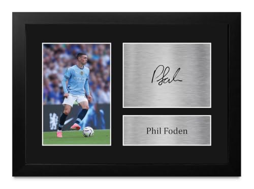 Image of HWC Trading Phil Foden Gifts Printed Signed Autograph Picture for Fans and Supporters - A4 Framed