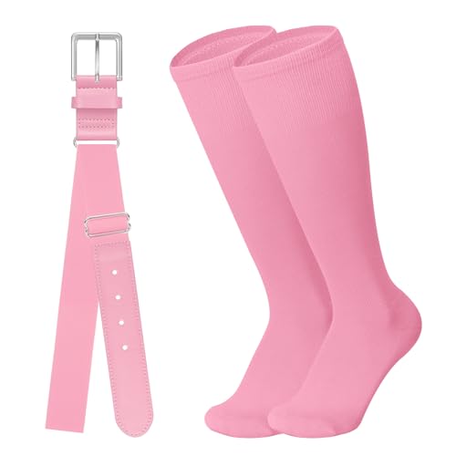 Image of Baseball Belt and Baseball Socks Combo Set for Youth and Adult Available in 20 Colors