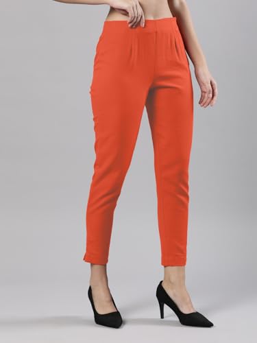 Image of Femmora Comfortable Fit Solid Straight Pant, Breathable Cotton Fabric with Side Zip Button Closure, for Women, Pack of 1