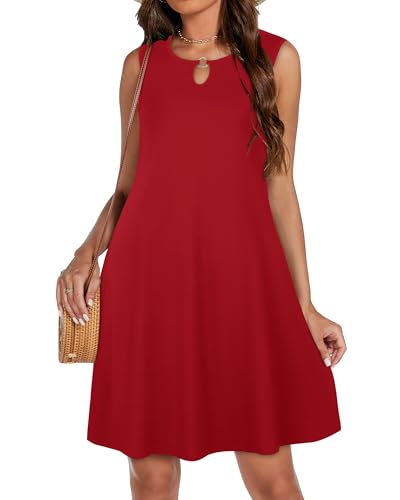 Image of Summer Dresses for Women 2026 Casual Sleeveless Sundress Floral Loose Fit Beach Cover Up with Pocket