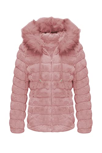 BELLIVERA Damen Doppelseitige Kunstpelzjacke mit Pelzkragen, Der...