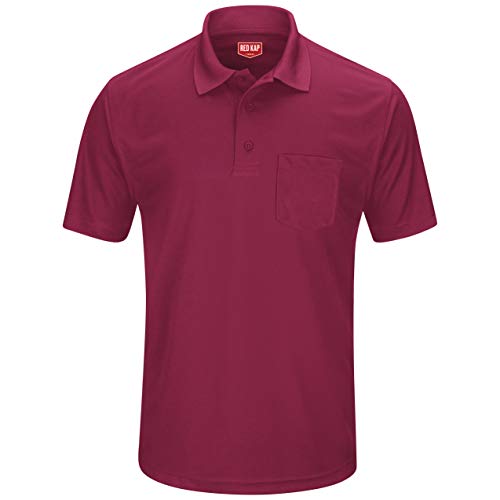 Red Kap Men's Short Sleeve Knit Performance Polo, Burgandy, Large