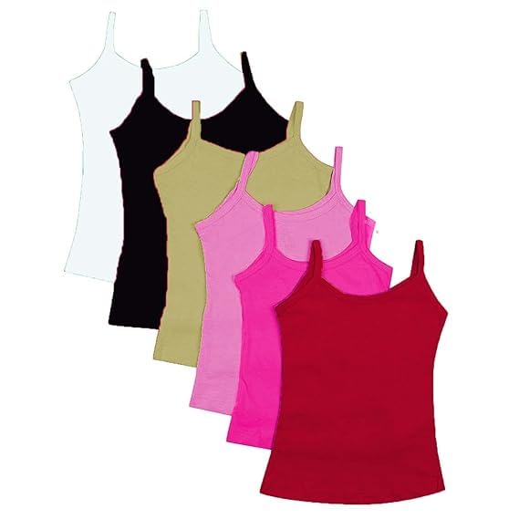 OK INTERPRISES Women's Regular Fit Cotton Camisole Slip Pack of 6 MIXSS-picture-38