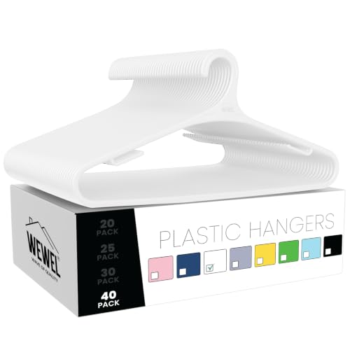 Image of WEWEL 40 Pcs Premium Hangers for Hanging Clothes (Matt Finish)(Bendless Design)(White | 40)