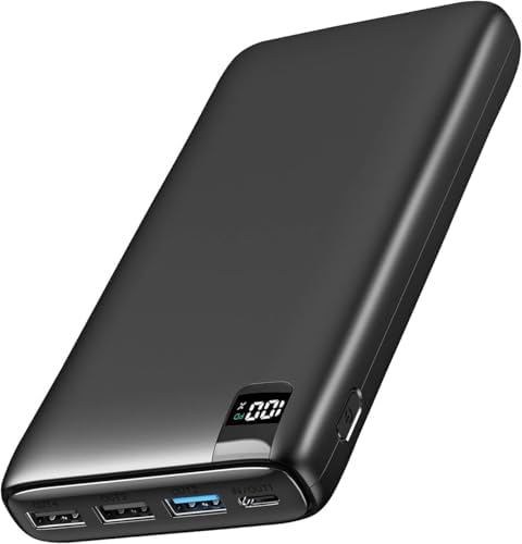 A ADDTOP Power Bank Portable Charger - High Capacity 22.5W Fast Charging Power Bank PD USB C External Battery Pack with 4 Outputs and LCD Display for Smartphone, Tablets Black