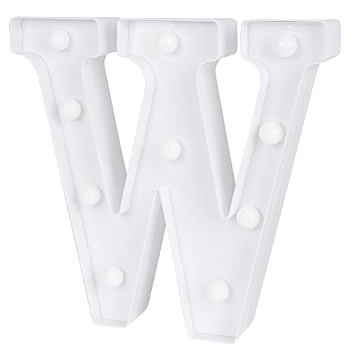 Image of Restaurantware Illumify 8.7 x 1.2 x 8.7 Inch Light Up Letter 1 Durable Marquee LED Light - Letter W Touchproof White Plastic Party Light Keyhole Slot For Parties Weddings Or Special Events