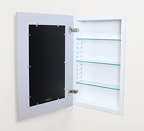 Image of 14x24 Concealed Picture Frame Medicine Cabinet without Mirror for Bathroom, Recessed in the Wall, Made in North America, Real Wood, NO MDF, Adjustable Shelves, Hidden, Light Gray