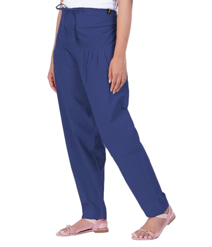 Image of Happy Bunny Salwar Pant - Modern Style Pure Cotton for Women - Ethnic Semi Patiala Trouser - Office,Home - All Day Comfort Wear with Drawstring