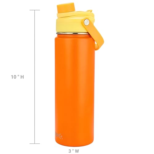 Image of Drinco Stainless Steel Water Bottle Spout Lid Vacuum Insulated Double Wall Water Bottle Wide Mouth Leak Proof Keep Cold Sport Camping Hiking (22oz Citrus)